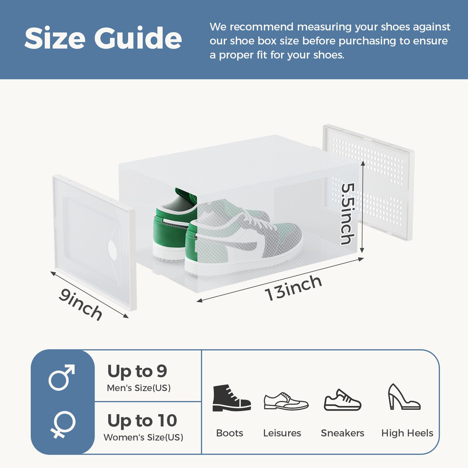DUMOS vented box promotes airflow to keep footwear fresh.