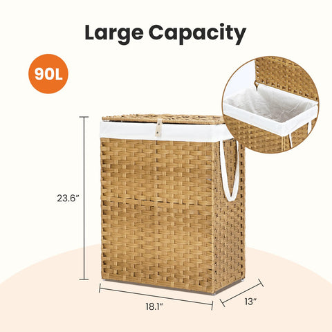 DUMOS basket liner is removable and machine-washable for easy cleaning.