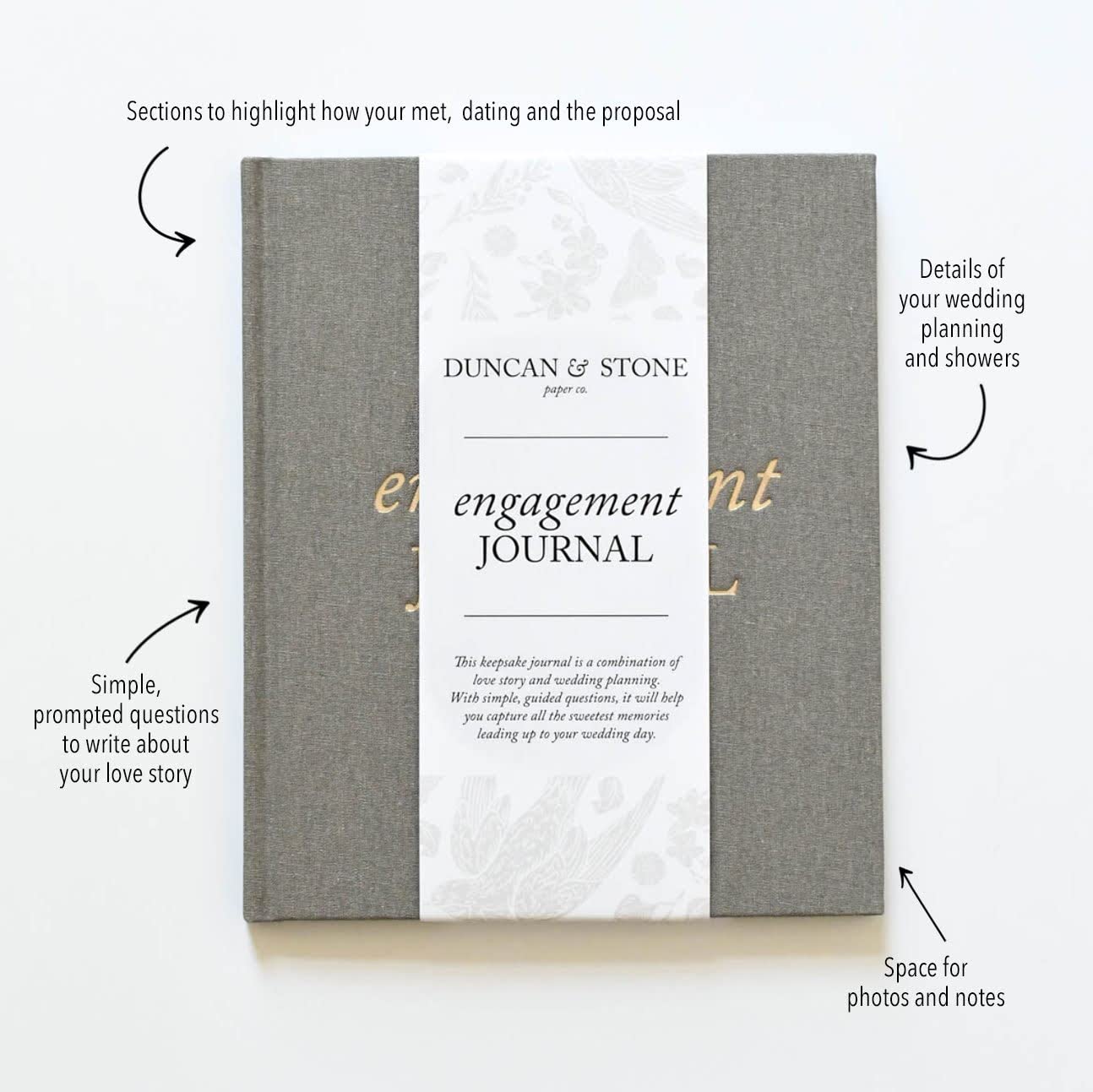DUNCAN & STONE journal spine with gold embossing adds premium look