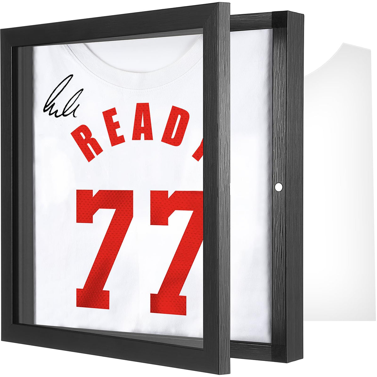Dunkive t-shirt display frame 11.3x11.3 with black imitation wood finish for neat home display