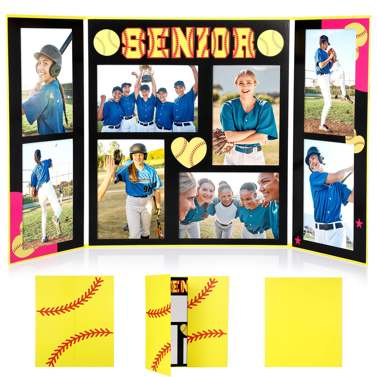 Dunzoom Softball Senior Night frame with an 8-slot display for easy memory arrangement.