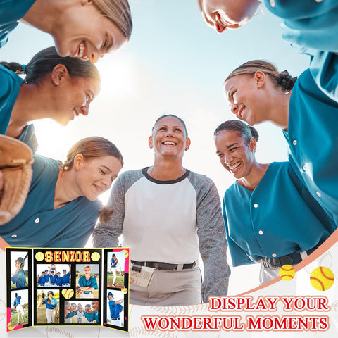 Dunzoom Softball-themed frame with vibrant colors for display shelves.