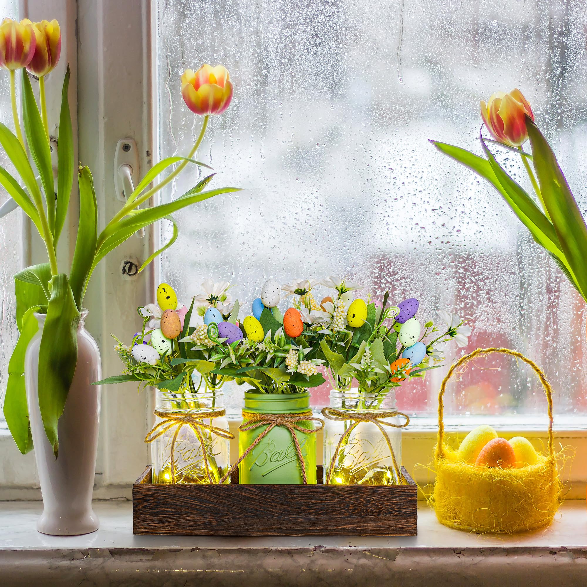 DUOER artificial flowers green arrangement adds color without maintenance