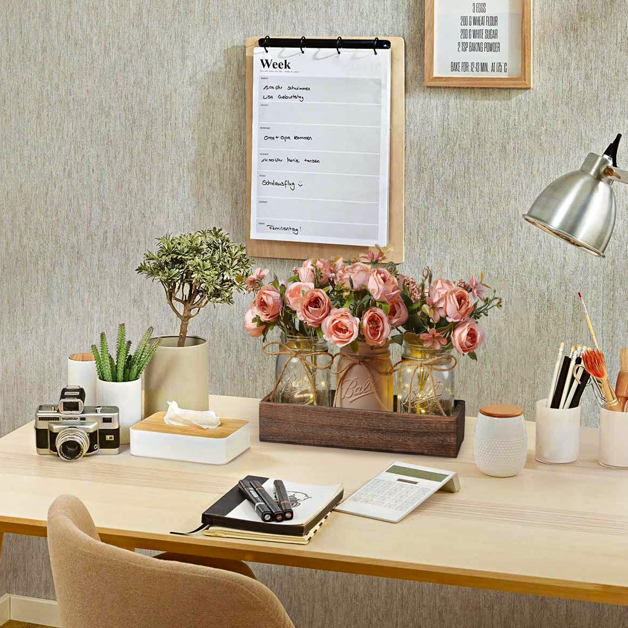 DUOER artificial flowers mason jar provides lasting color with low maintenance