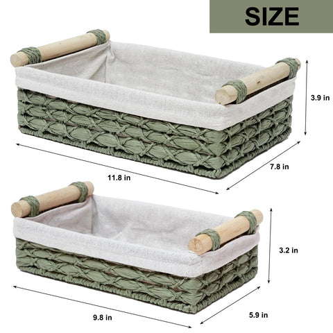 DUOER handmade wicker baskets in green bring crafted warmth to spaces.
