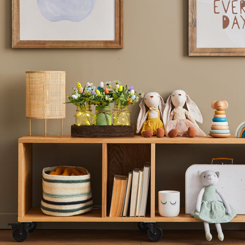 DUOER kitchen counter shelf decor with three mason jars