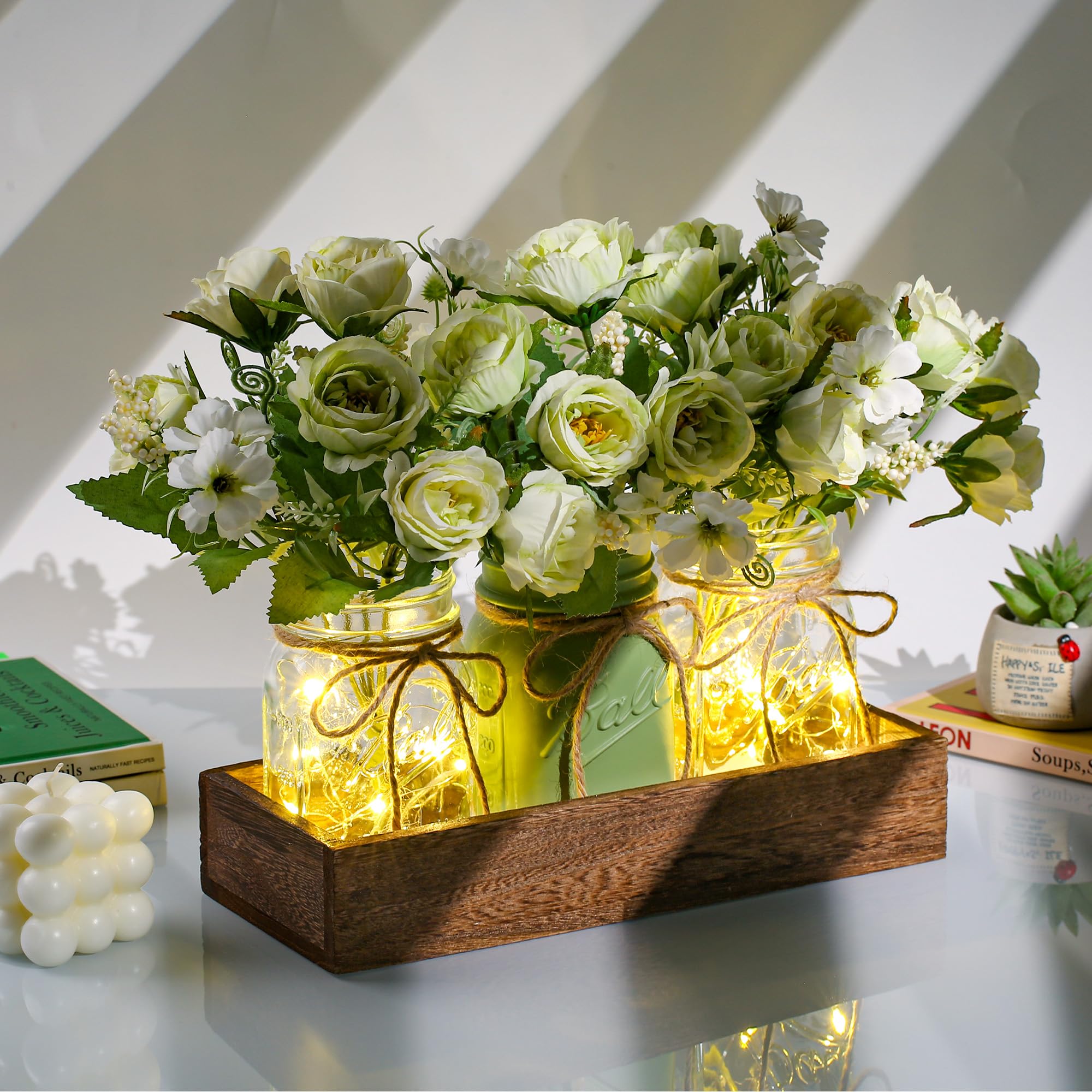 DUOER three-pack mason jar centerpiece for versatile decor.
