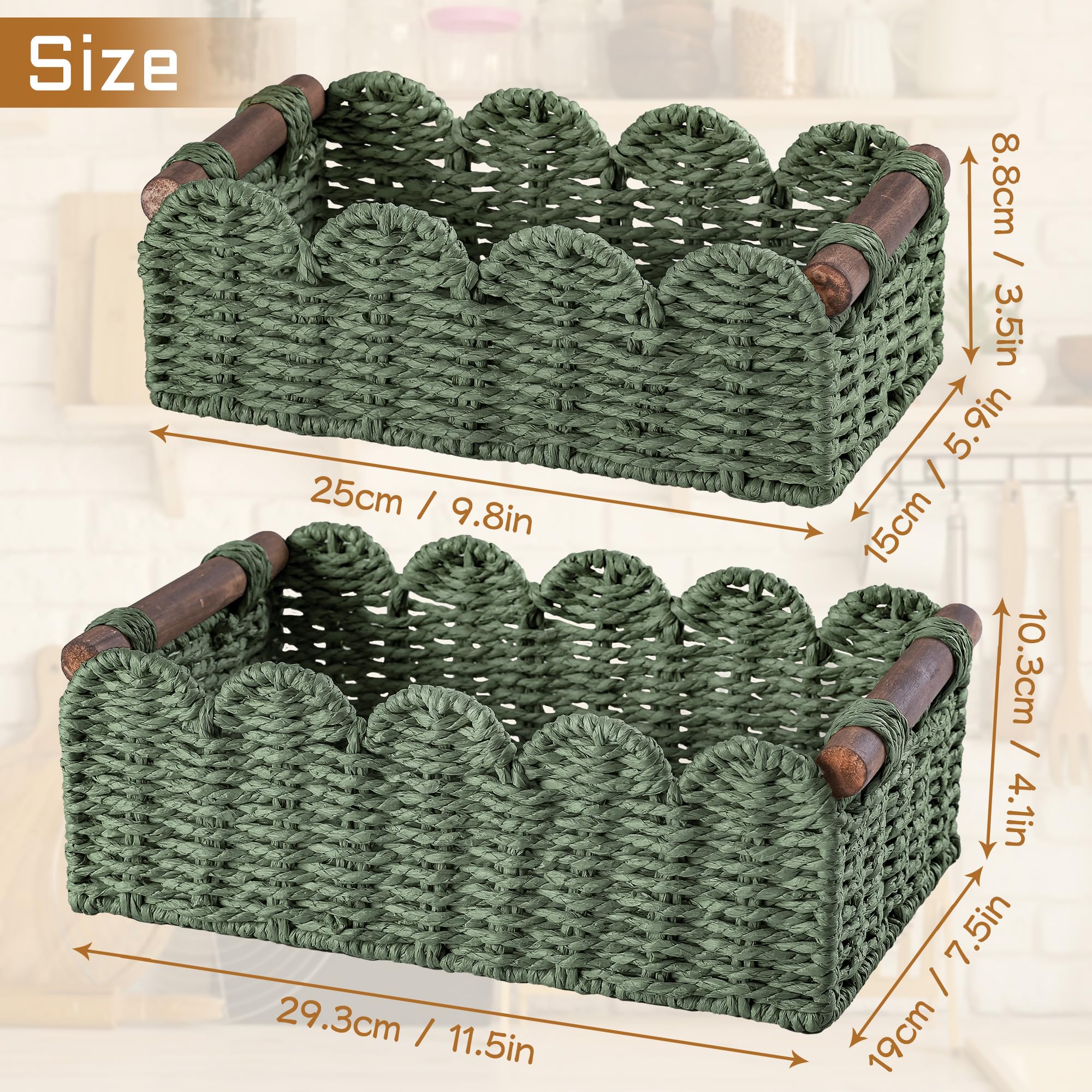 DUOER basket in green with dimensions 11.5 x 7.5 x 4.1 inches.