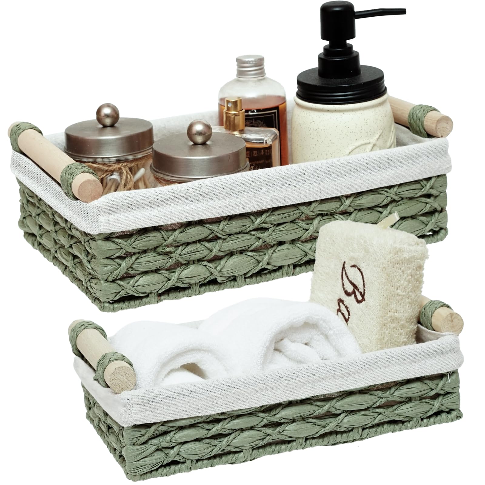 DUOER storage basket with handle in green for easy organizing and decor.