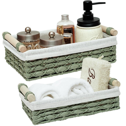 DUOER storage basket with handle in green for easy organizing and decor.