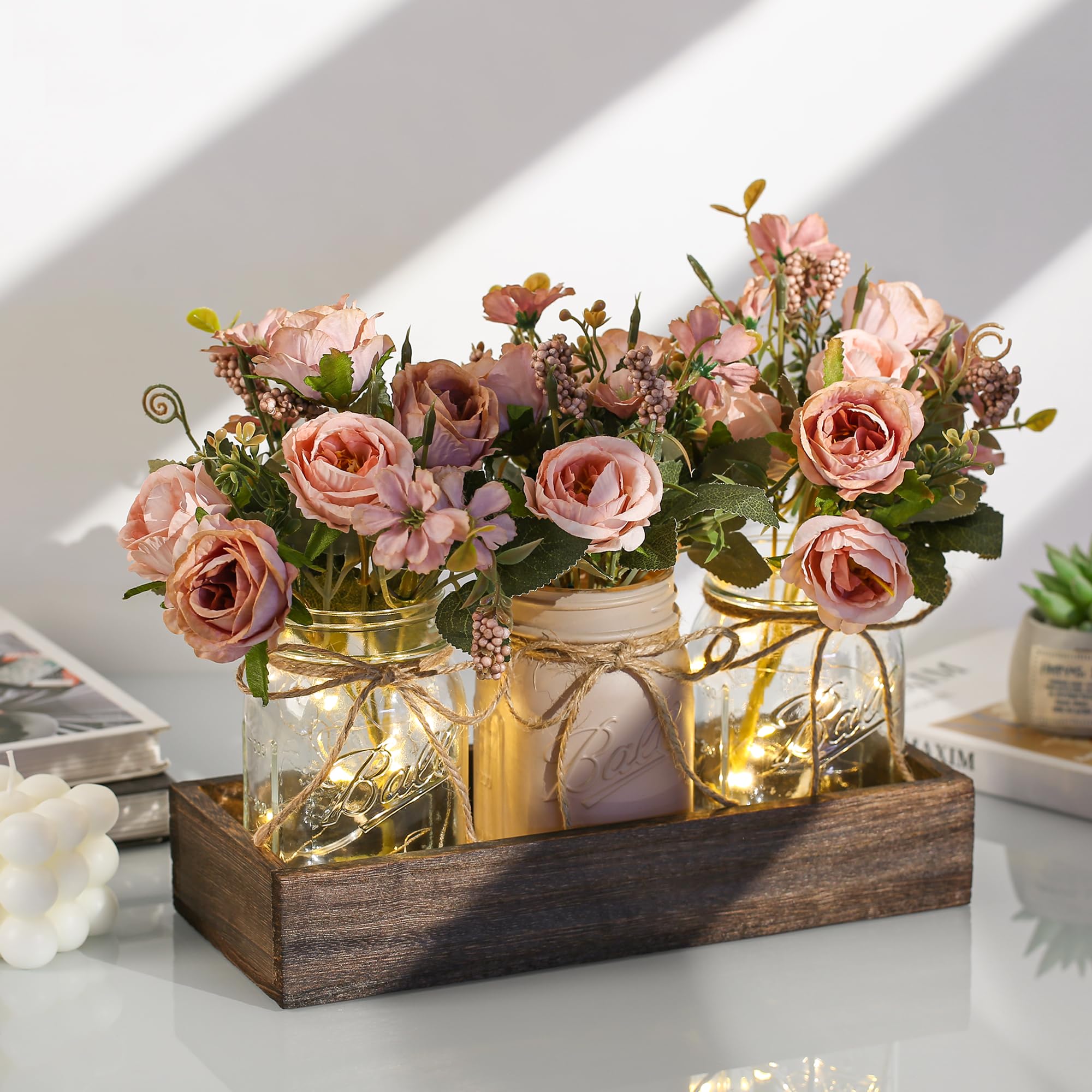 DUOER wood tray decor showcases rustic charm and versatile display options