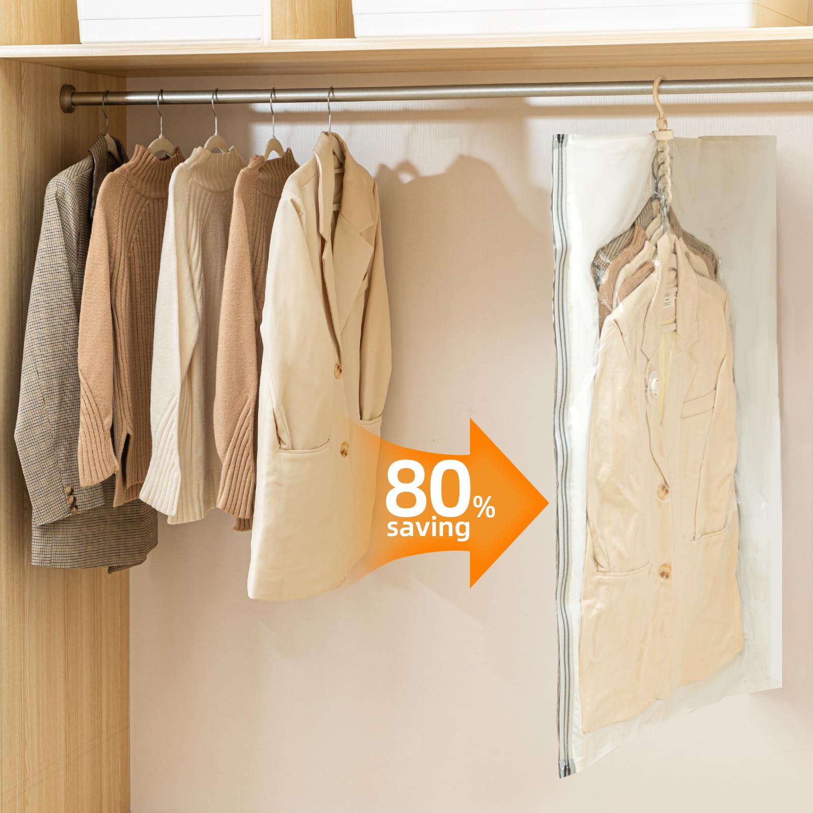 DUORAN five-garment hanging design saves closet space efficiently.