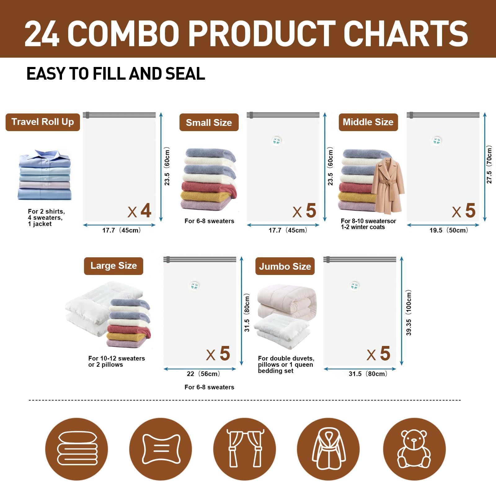 DUORAN medium vacuum bag for shirts and trousers, easy packing solution