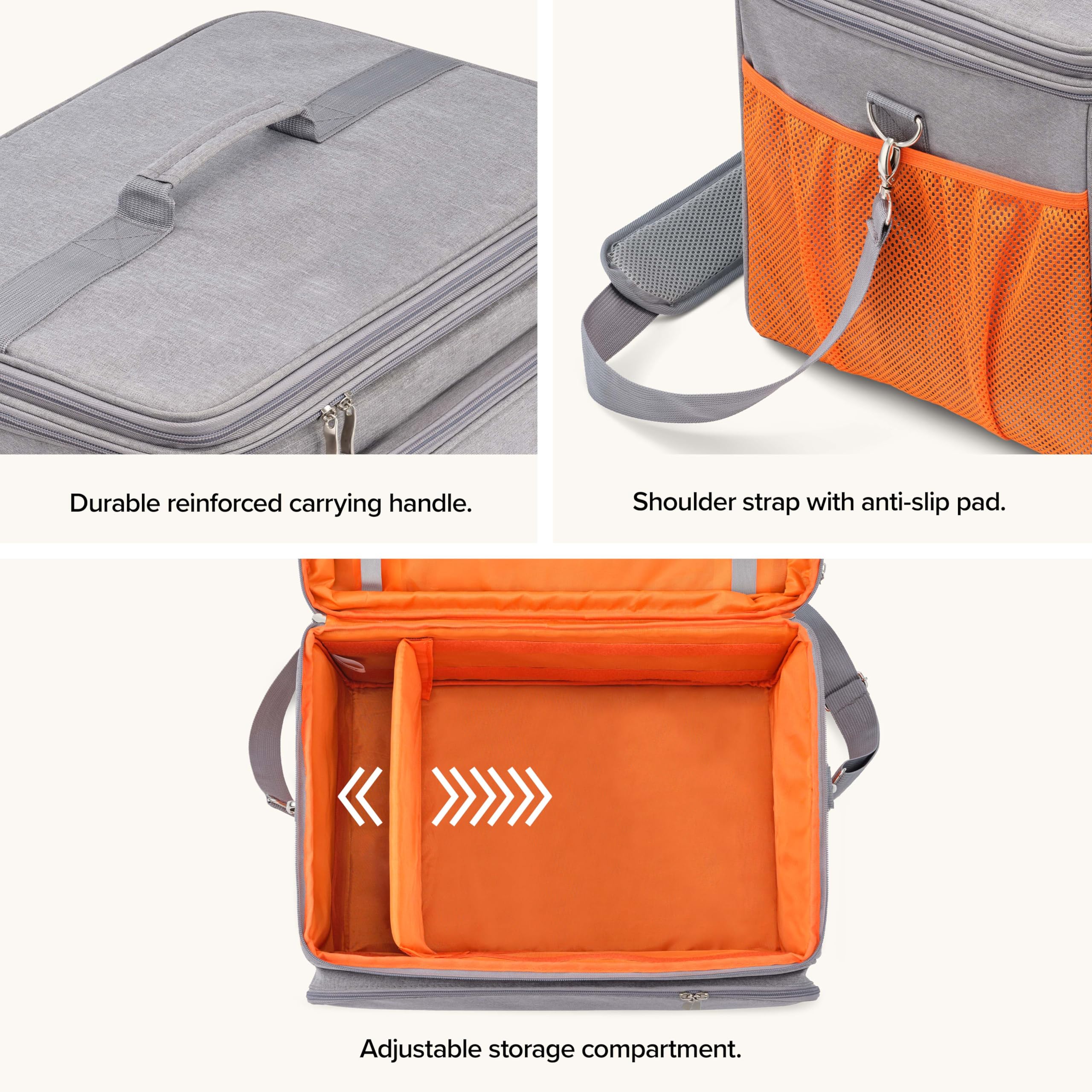 Compact, space-saving design of the Dupray bag for shelves and closets