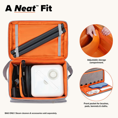 Top handle and shoulder strap on the Dupray bag for easy carrying