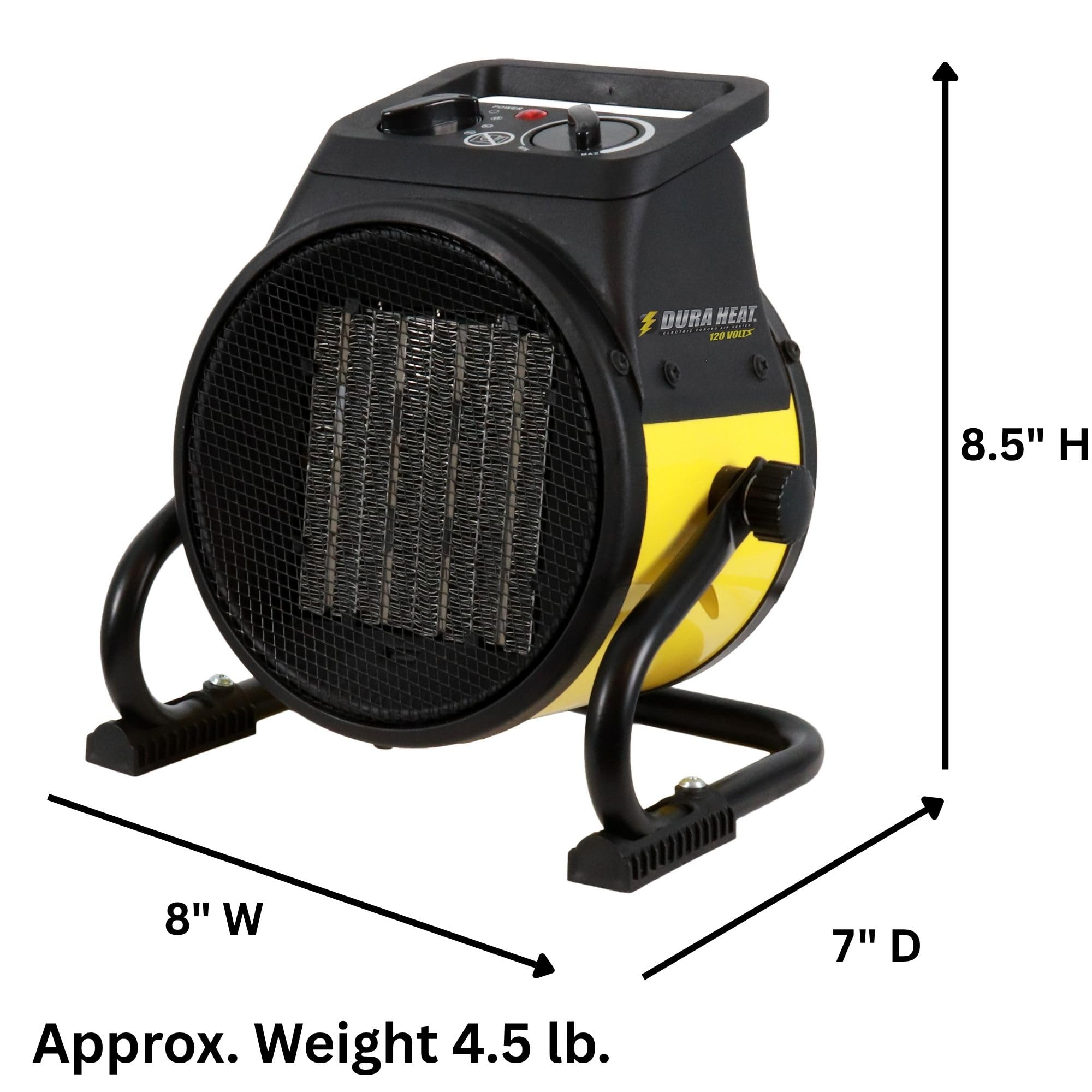 Dura Heat EUH1465 cord-and-plug detail shows flexible placement with 6 ft cord.