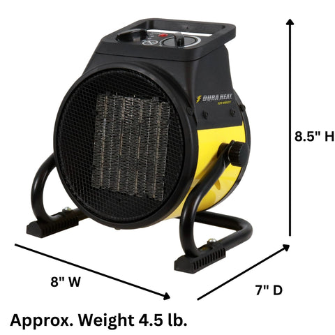 Dura Heat EUH1465 cord-and-plug detail shows flexible placement with 6 ft cord.