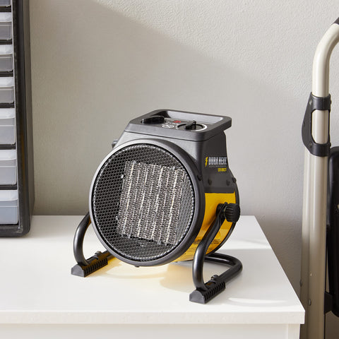 Dura Heat EUH1465 side view shows portable design for easy placement in workshops.