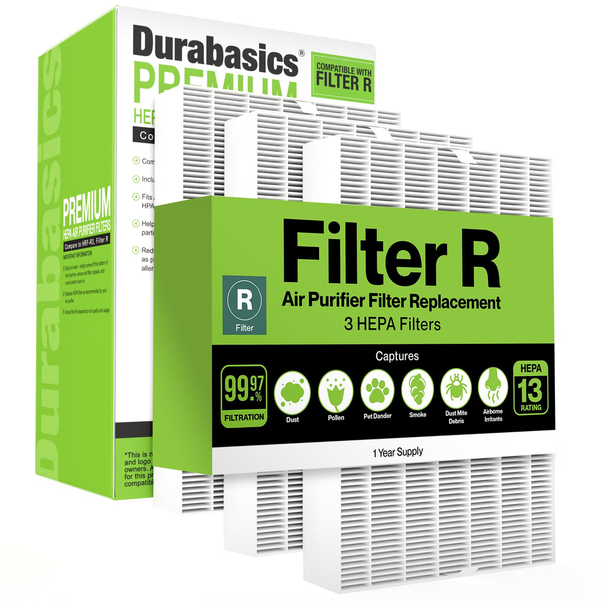 Durabasics Honeywell filter R pack front view, ready for easy replacement and enhanced purifier performance.