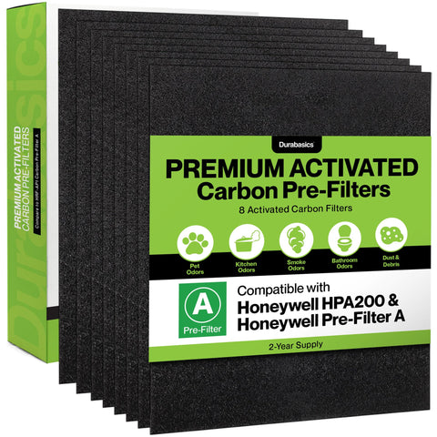 Durabasics HPA200 eight-pack prefilter ready for precise installation and odor control.