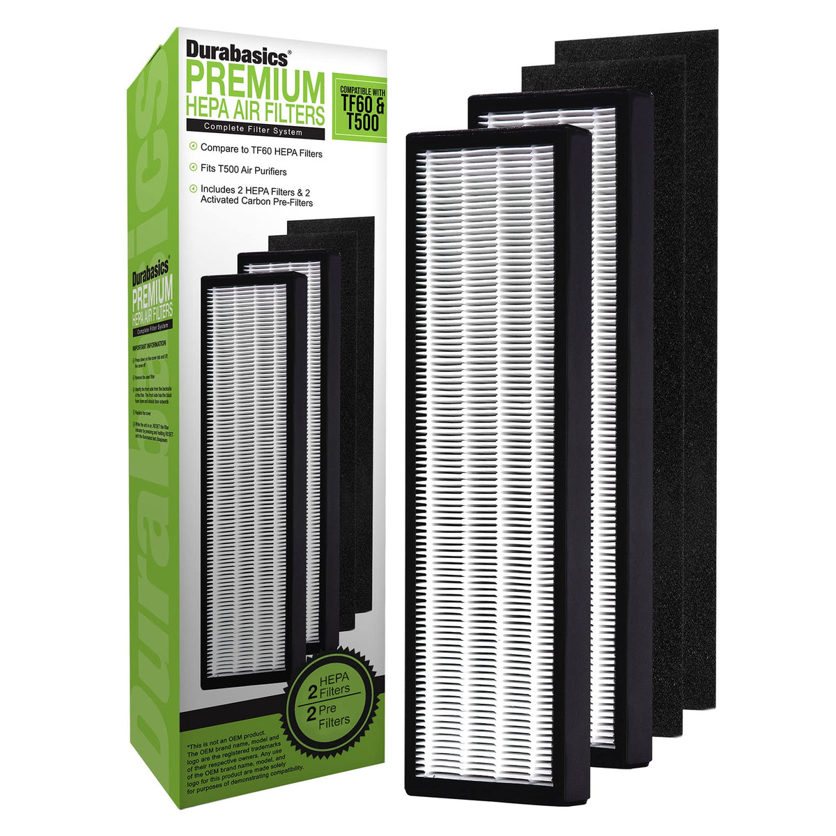 Durabasics T500 2-pack HEPA filters improve air quality in living spaces