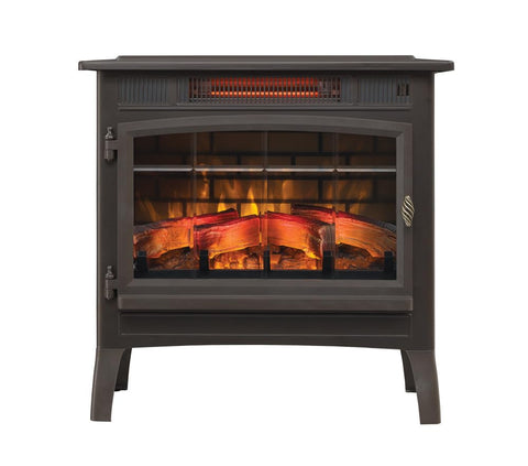 Duraflame glowing logs and ember bed enhance cozy evenings.