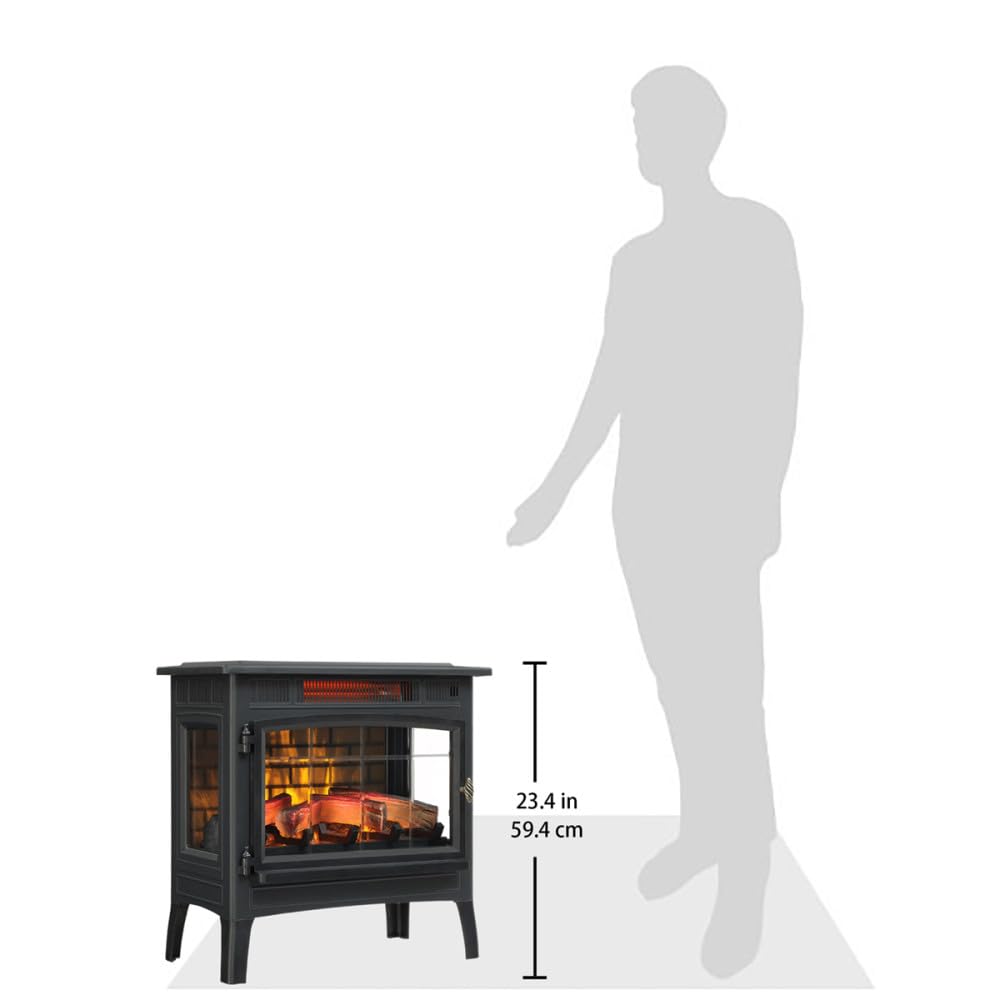 Duraflame adjustable thermostat and flame control for personalized ambiance.