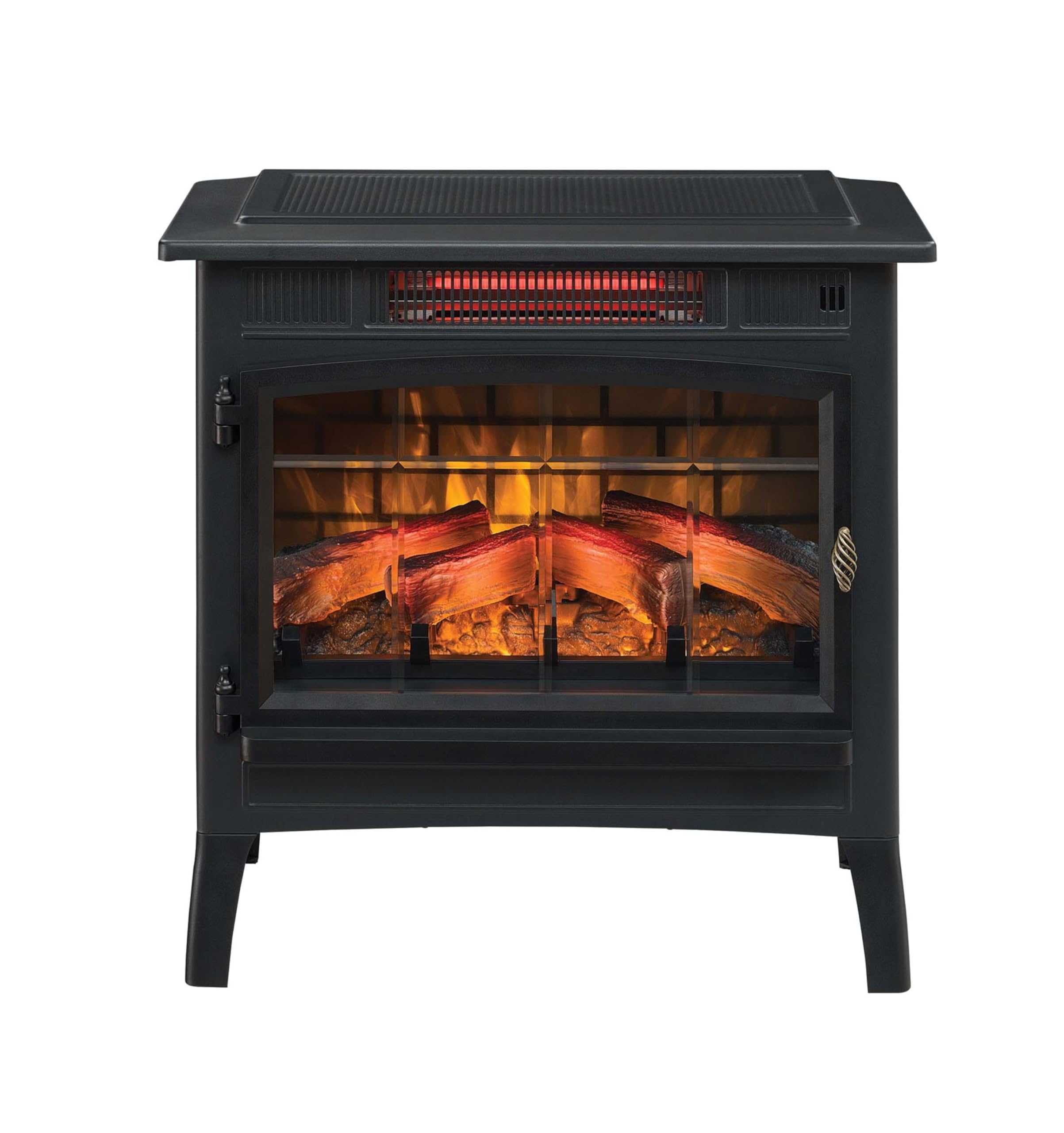 Duraflame brick back panel adds rustic charm and warmth