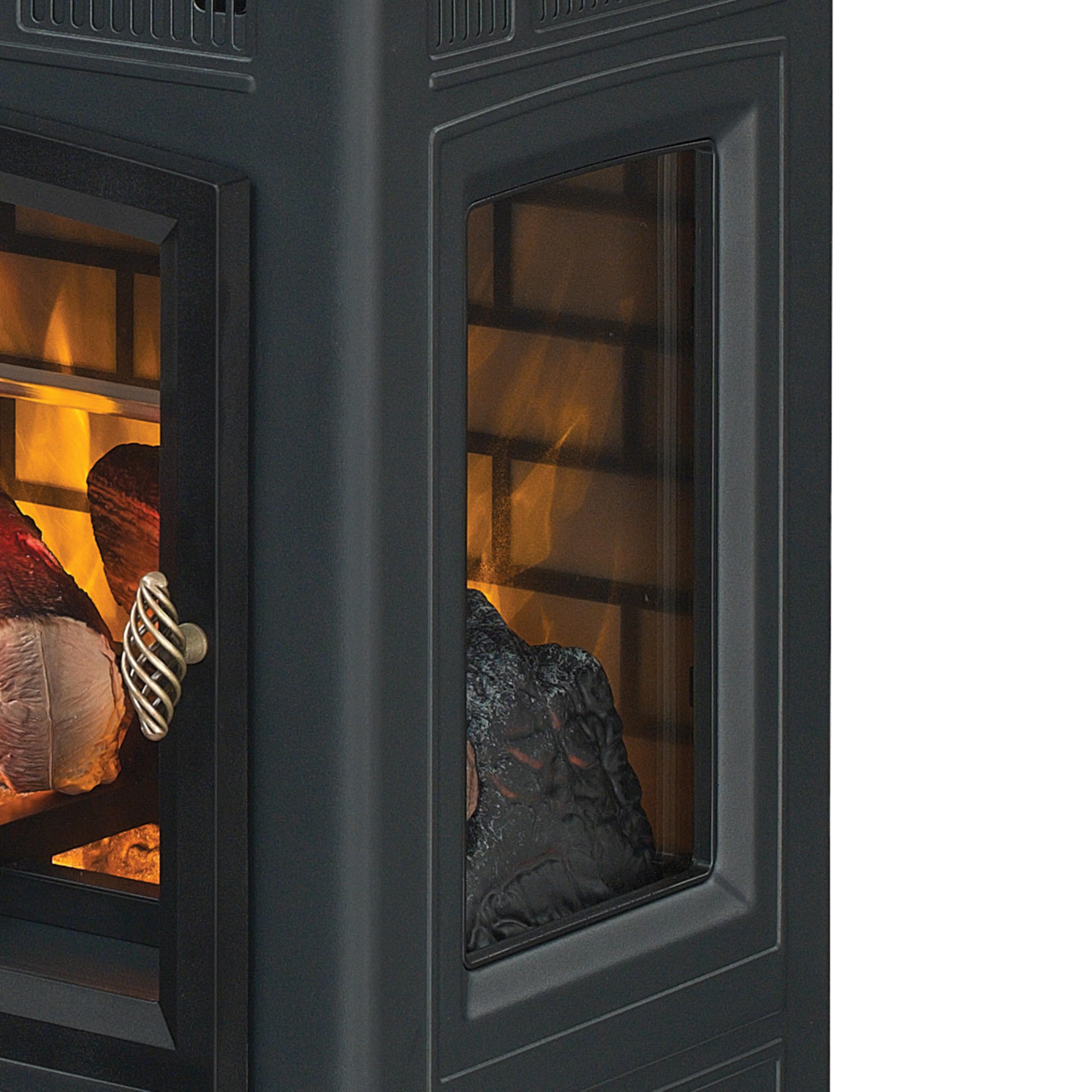 Duraflame glass door allows safe viewing of flames