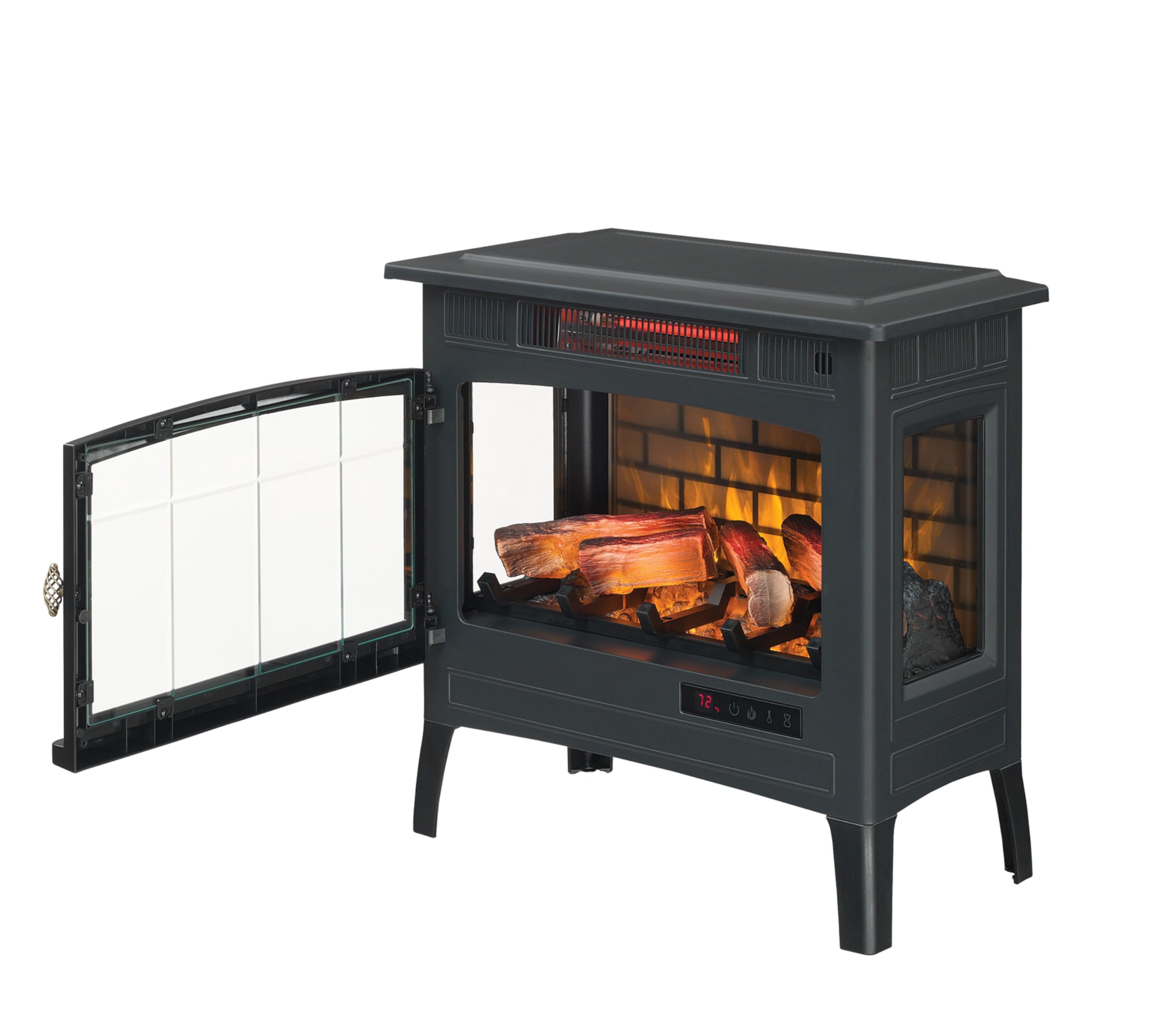 Duraflame adjustable thermostat and flame dial customize comfort