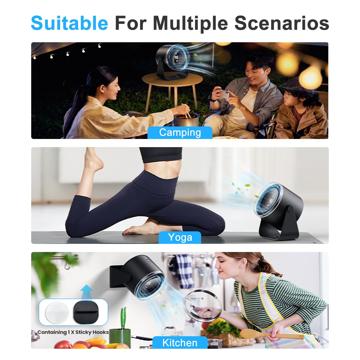 DURBESTER desk fan tilt at 115° enables directed, personalized cooling.