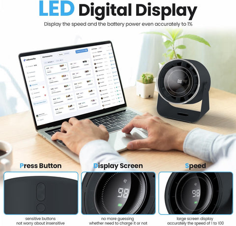 DURBESTER LED digital display shows battery life and speed for quick adjustments.