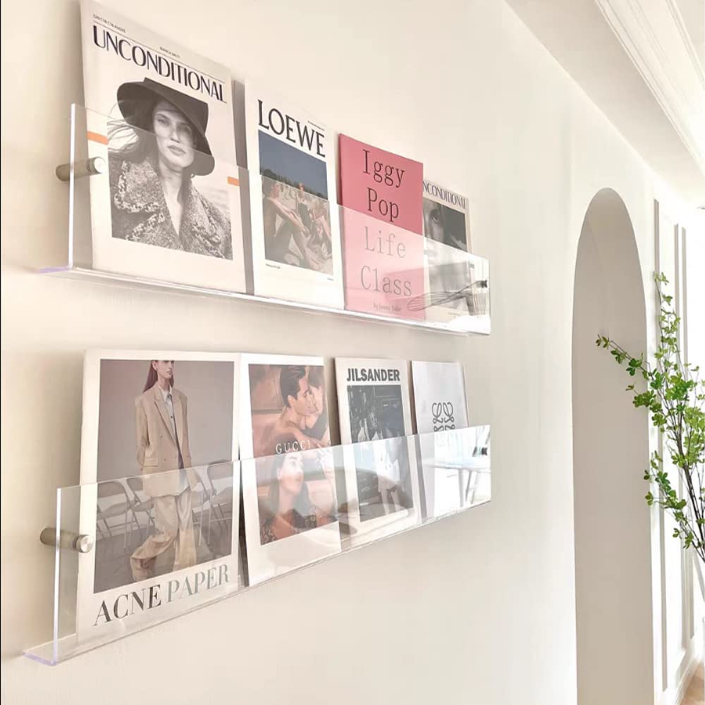 DuvinDD acrylic magazine holder wall mount shows clear display for easy access.