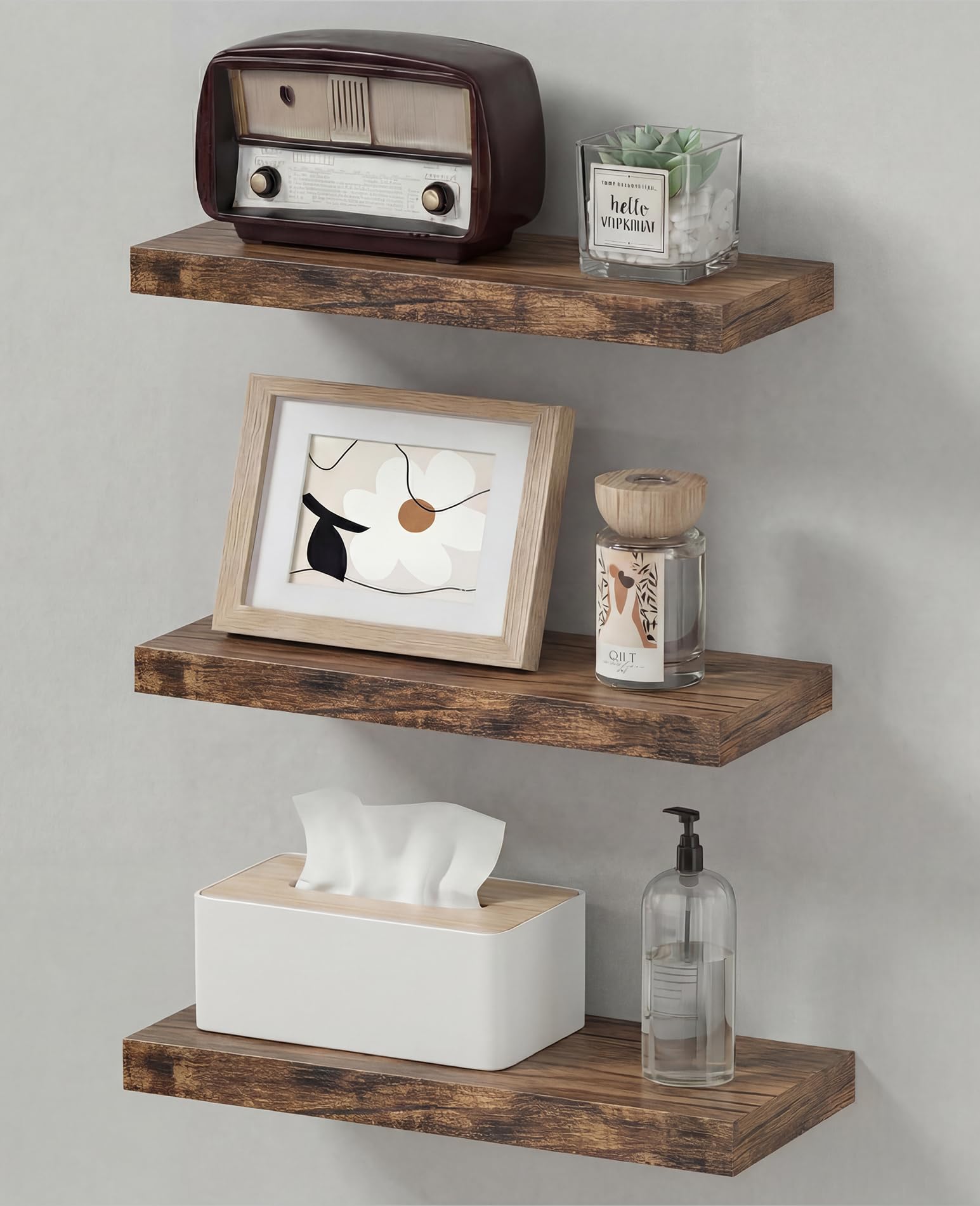 Duvique Easy Install Floating Shelves assembly showing quick setup for neat wall storage