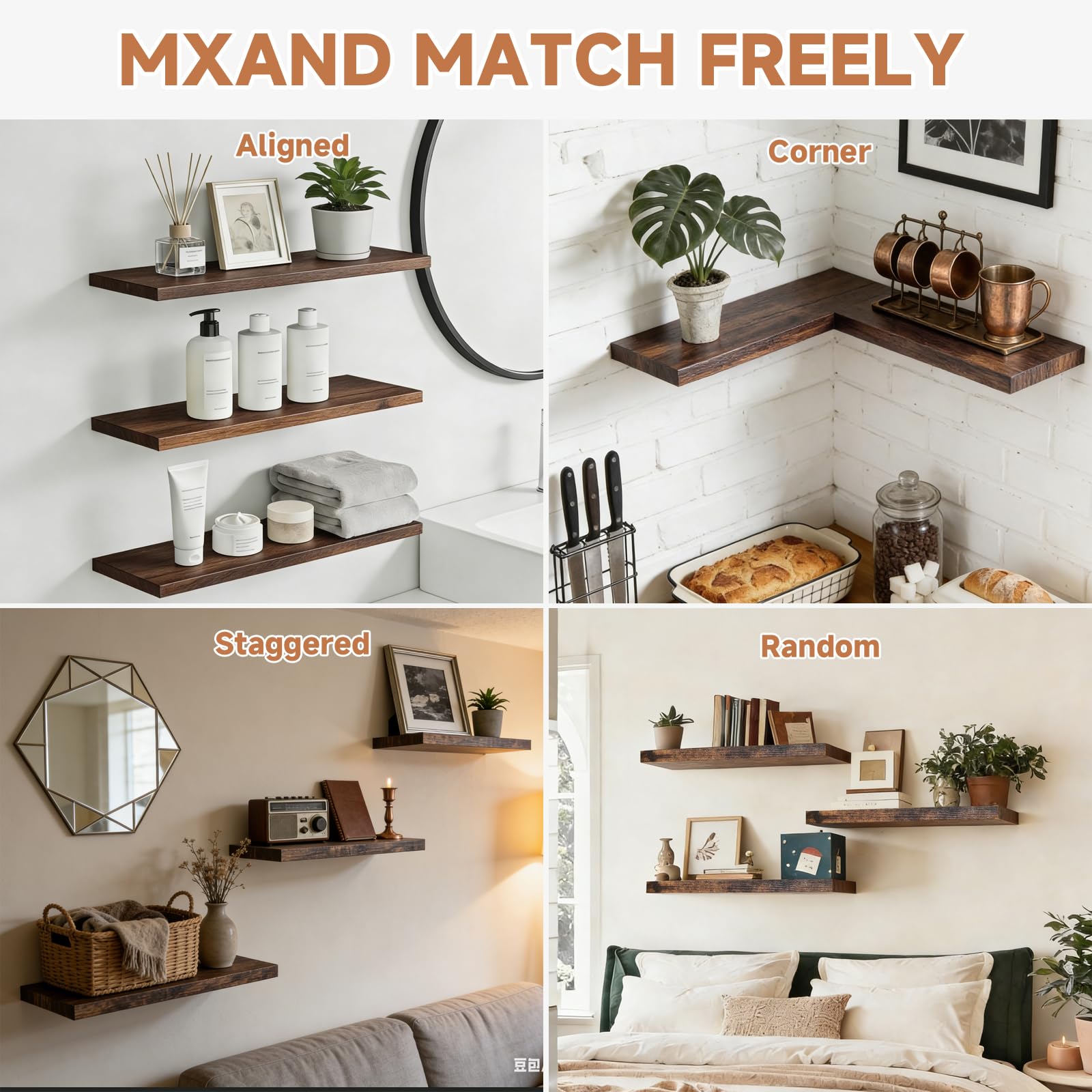 Duvique Easy Install Floating Shelves hidden bracket for a seamless floating look