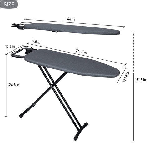 Duwee ironing board features a heat-resistant cover to protect fabrics.