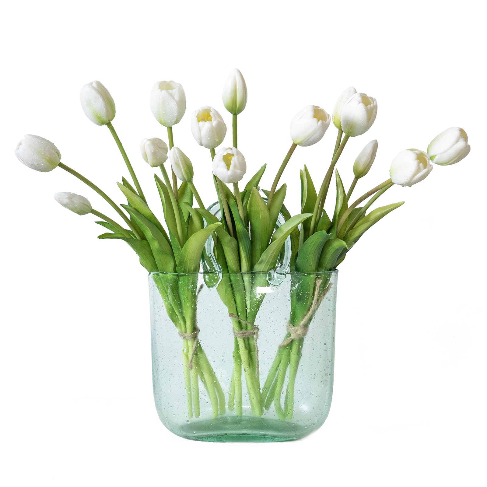 DUYONE artificial tulips bouquet closeup shows lifelike texture for chic home decor.
