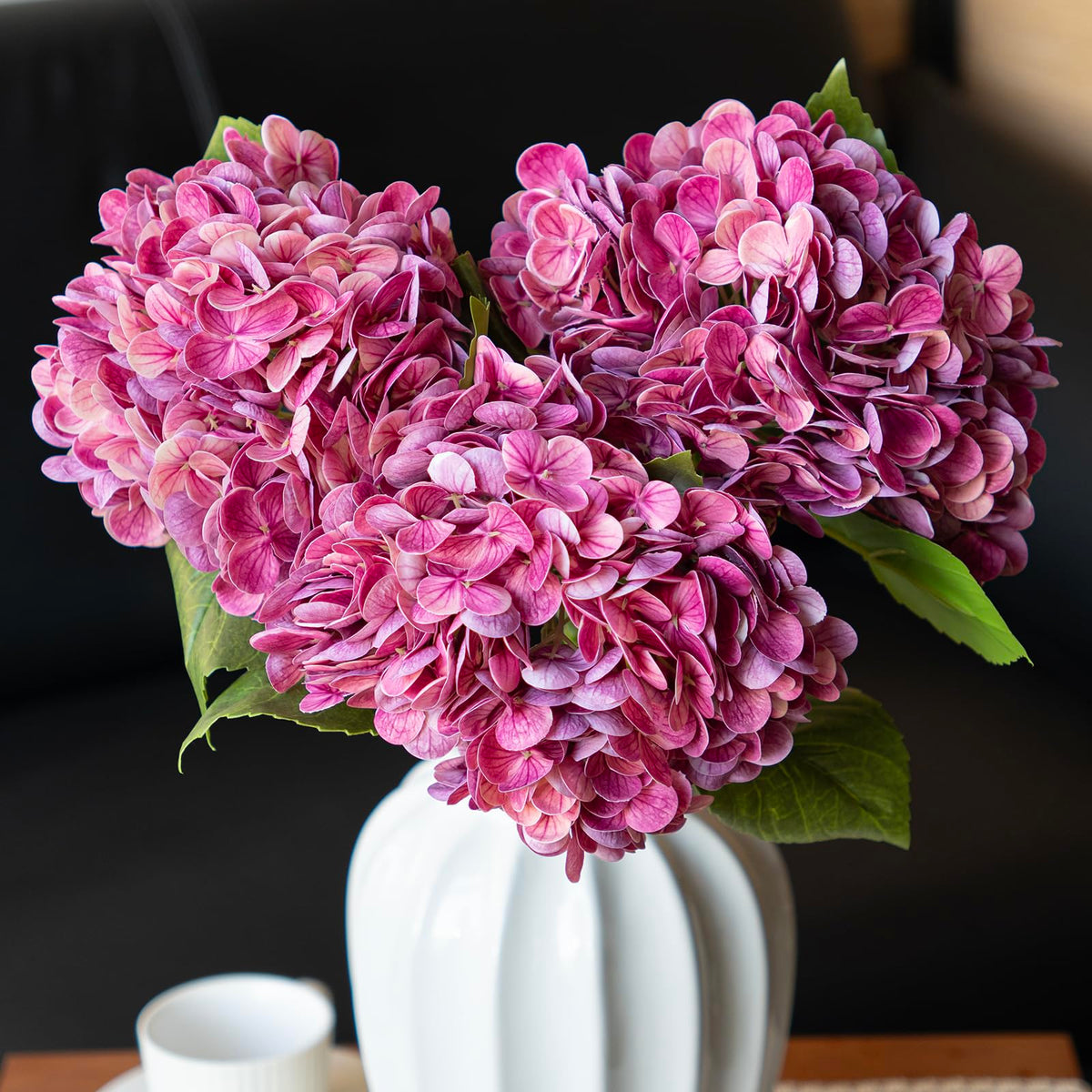DUYONE rose-red hydrangea bouquet 22in enhances wedding decor