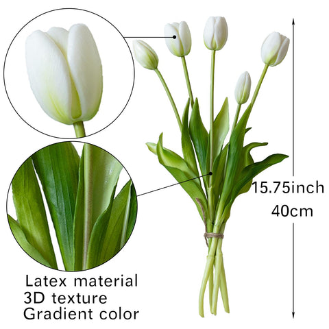 DUYONE latex tulips closeup emphasizes moist-looking petals for realistic wedding decor.