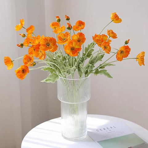 DUYONE orange poppy silk bouquet 6 stems for wedding decor