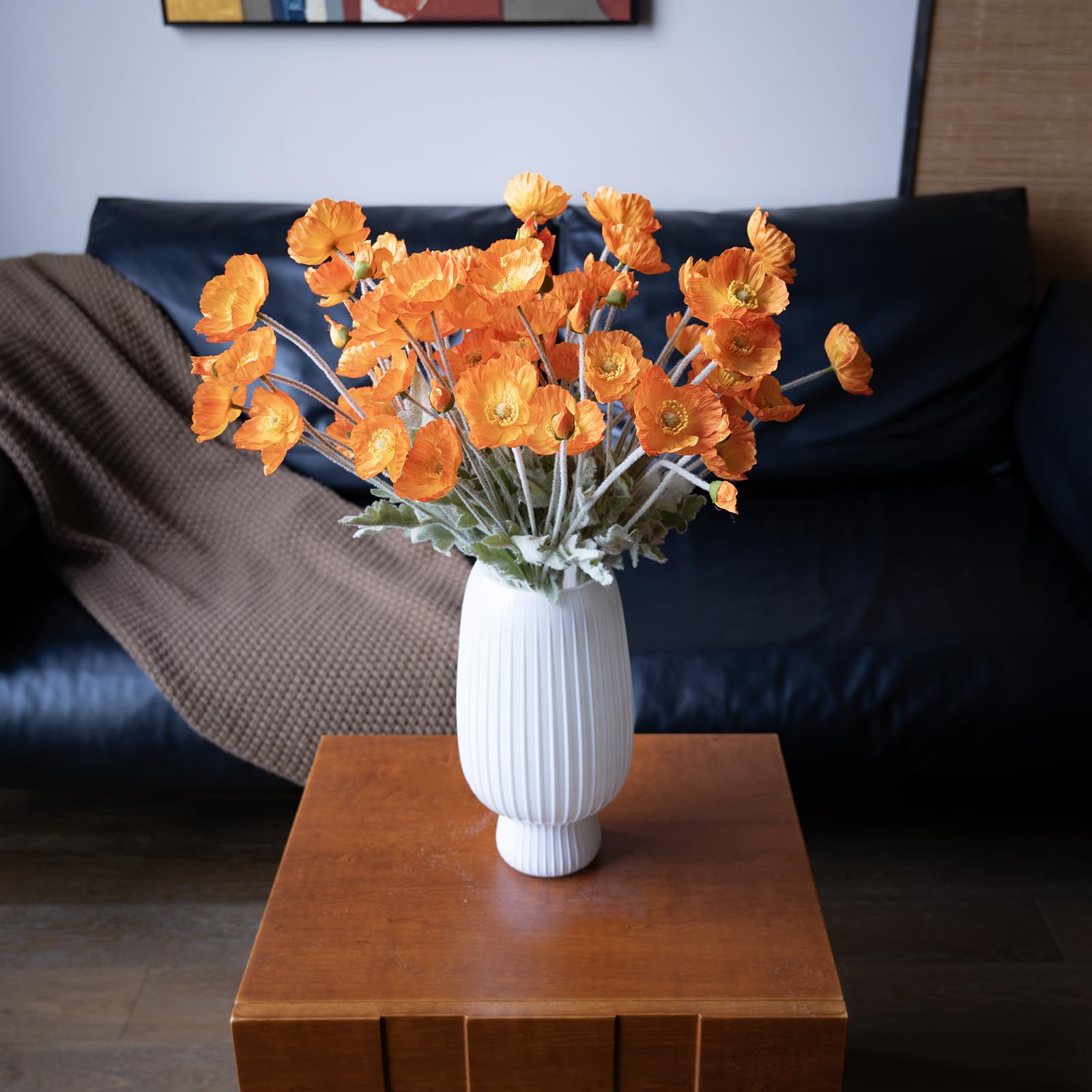 DUYONE orange poppy silk bouquet easy care with dust-friendly silk petals