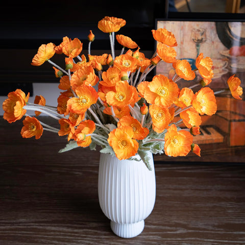 DUYONE orange poppy silk bouquet improves office and reception areas