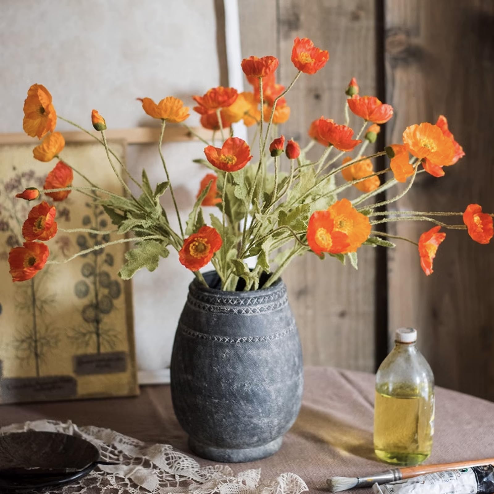 DUYONE orange poppy silk bouquet table centerpiece for elegant settings