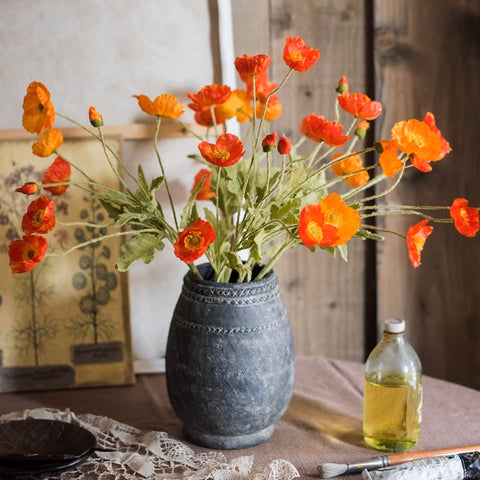 DUYONE orange poppy silk bouquet table centerpiece for elegant settings