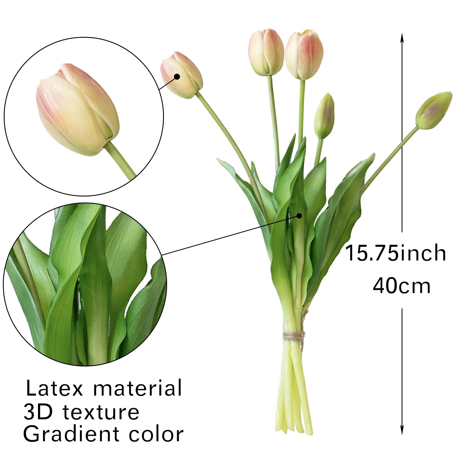 DUYONE tulips 3-bunch pack with vibrant color that resists wilting.
