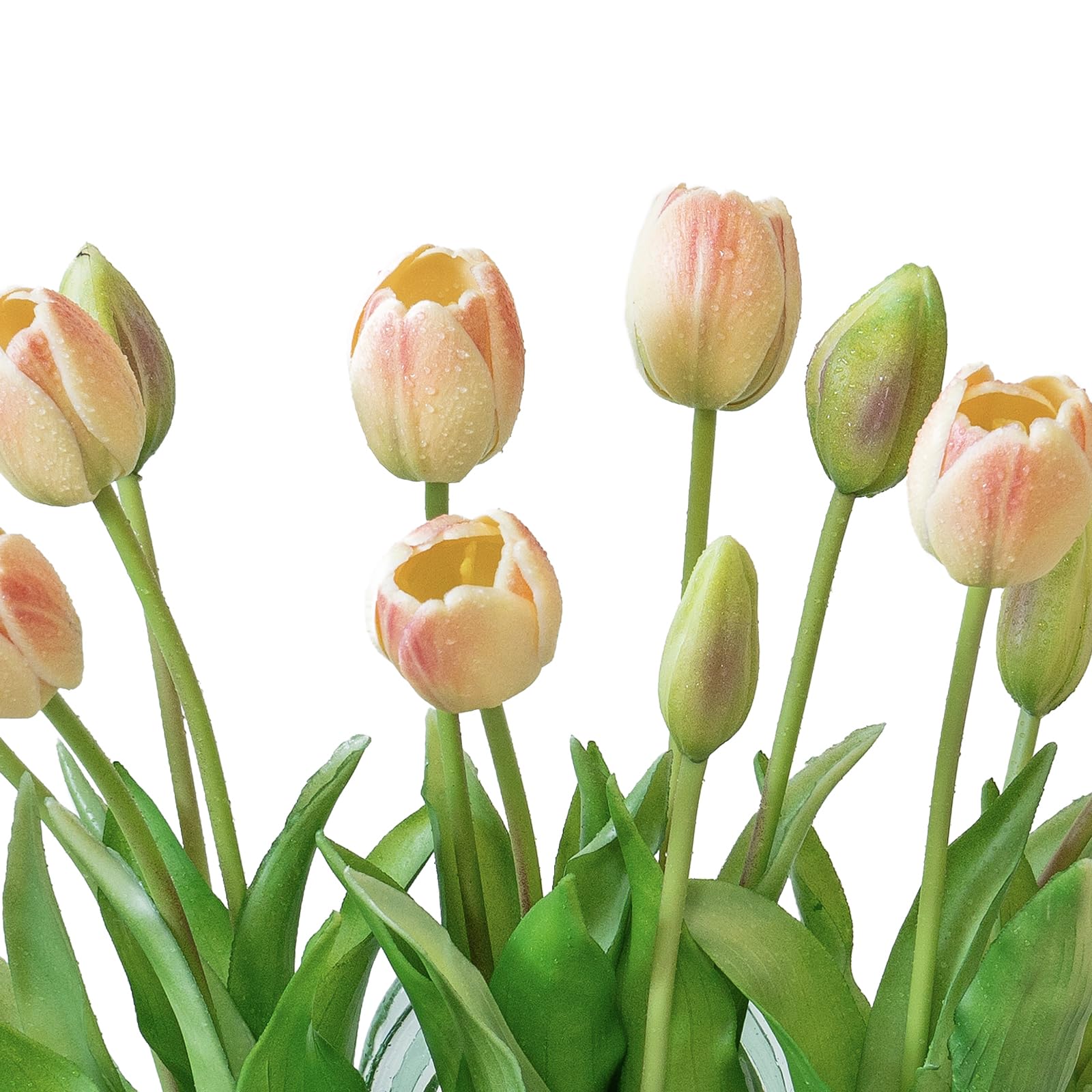 DUYONE tulips bendable stems allow easy vase shaping.