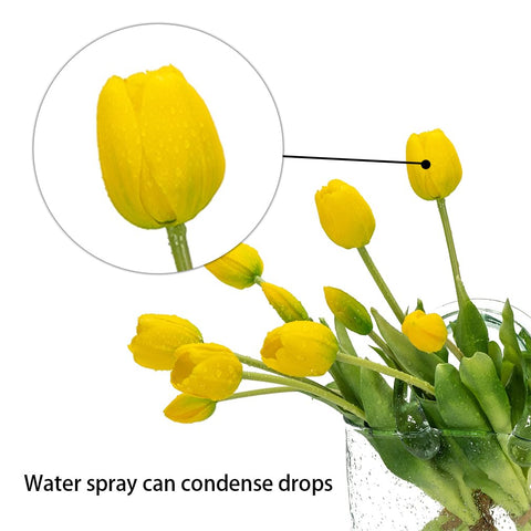 DUYONE artificial tulips with iron-wire stems bendable for custom vase arrangements.
