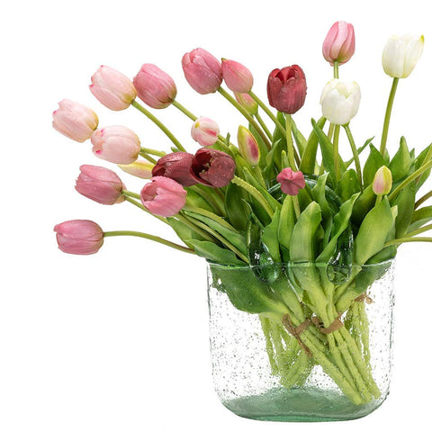 DUYONE soft pink tulips brighten any room with gentle hue