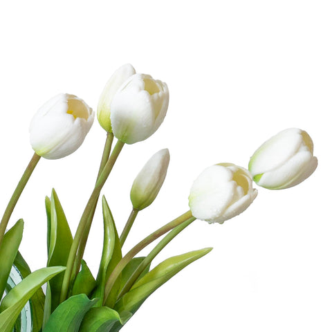 DUYONE artificial tulips wedding bouquet mockup demonstrates easy DIY arrangement.