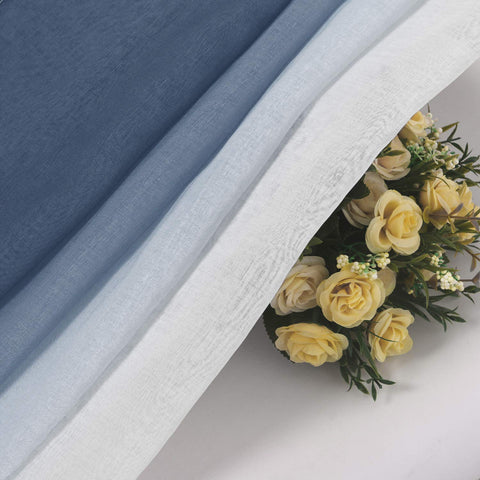 DWCN bedroom curtains in blue ombre for a calm, private feel.